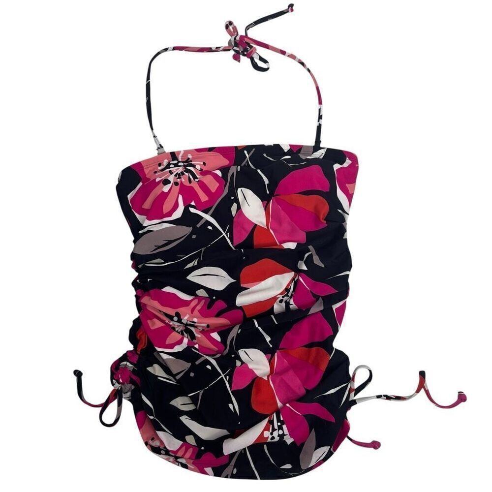Hapari Womens Floral Print Halter Tankini Swim Top Multicolor Size Small